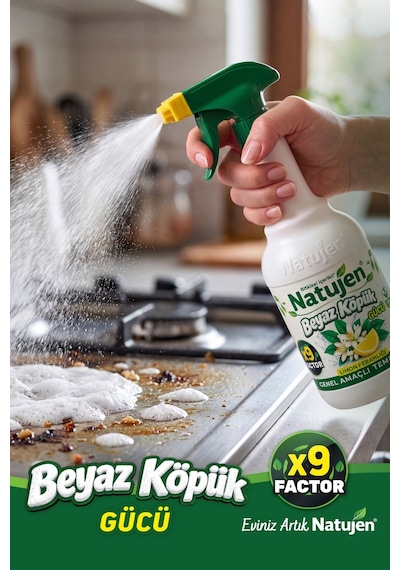 Natujen Genel Amaçlı Temizleyici Beyaz Köpük Gücü Limon Ferahlığı X9 Factor 1000 Ml.