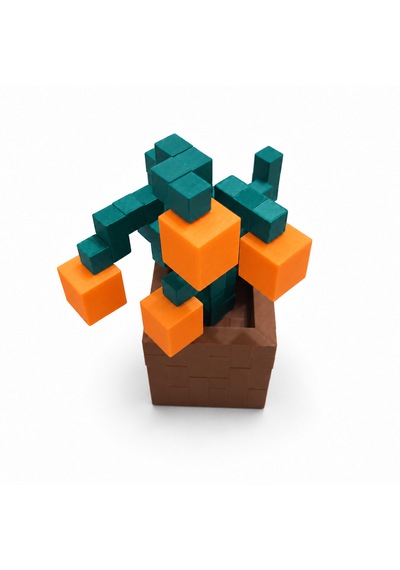 Piksel İnci Çiçeği Biblo - 3d Baskı, Minecraft Esintili Turuncu