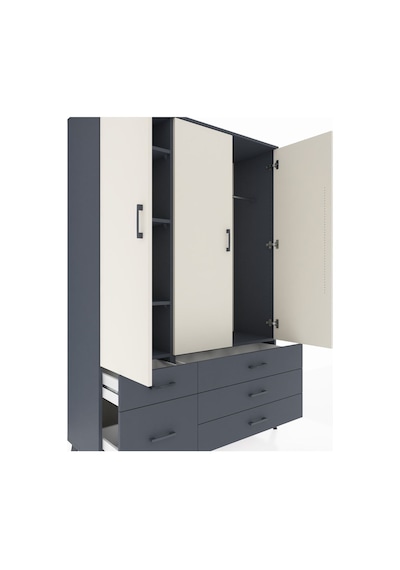Hyperion Dolap 5 Raflı 5 Çekmeceli Tek Askılı 132x44x195 Antrasit-aytaşı/antrasit Aytası/antrasıt Hyperion Dolap 5 Raflı 5 Çekmeceli Tek Askılı 132x44x195 Antrasit-aytaşı/antrasit Aytası/antrasıt