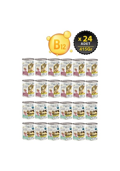 Pati Life Kuzu Etli Yetişkin + Yavru Karışık Konserve Kedi Maması 24 x 415 G