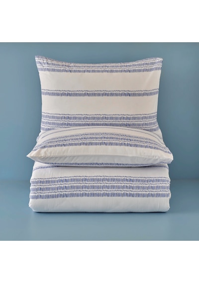 %100 Pamuk Saten Marine King Size Nevresim Seti Mavi 240x220 Cm Beyaz - Mavi