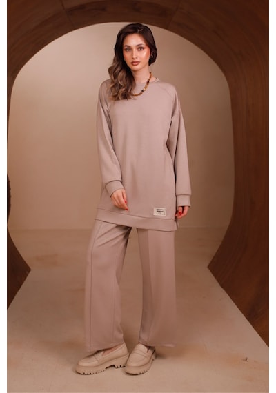 Balenbi Kadın Oysh Modal Kumaş Oversize 80 Cm Tunik Bol Paça Pantolon Tesettür Takım 1228 Bej Balenbi Kadın Oysh Modal Kumaş Oversize 80 Cm Tunik Bol Paça Pantolon Tesettür Takım 1228 Bej