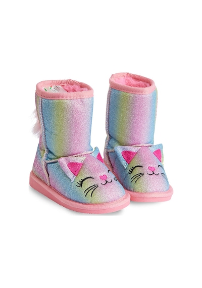 Denokids Kedi Renkli Simli Kız Çocuk Bot Pembe