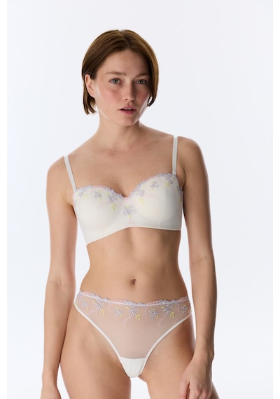 Penti Kırık Beyaz Lotus Straplez Broderie Balenli Sütyen