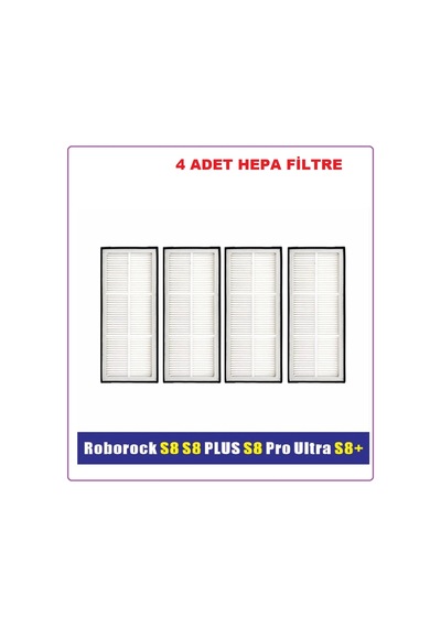 Roborock Uyumlu S7 S8 Plus S8 Pro S8 Ultra Uyumlu 4 Adet Hepa Filtre Uyumlu