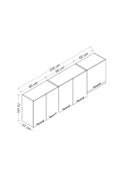Minar 230 Cm Mutfak Dolabı Beyaz 230-B7-Üst Modül Beyaz