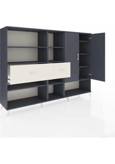 Hyperion Dolap 10 Raflı 2 Çekmeceli 2 Kapaklı 220x44x163 Antrasit Antrasit-antrasit/aytaşı