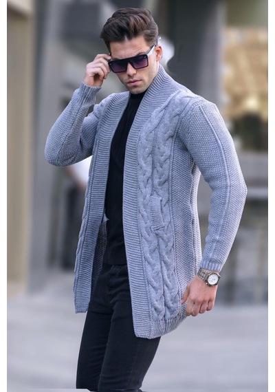Madmext Füme Basic Örgü Hırka 5996 Füme