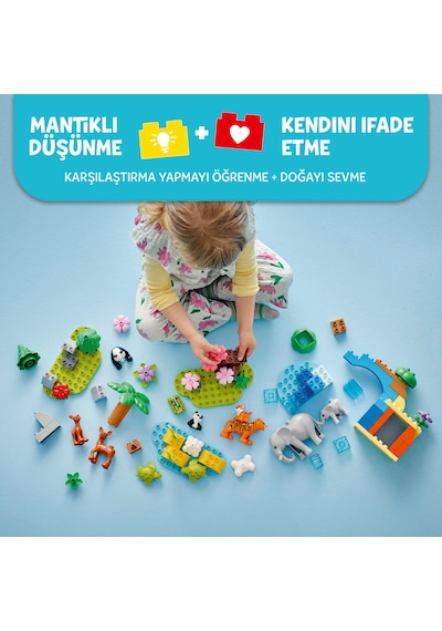 LEGO® DUPLO® Kasabası 3’ü 1 Arada Vahşi Hayvan Aileleri 10446 - 2 Yaş ve Üzeri Küçük Çocuklar için Eğitici Oyuncak Yapım Seti (92 Parça)