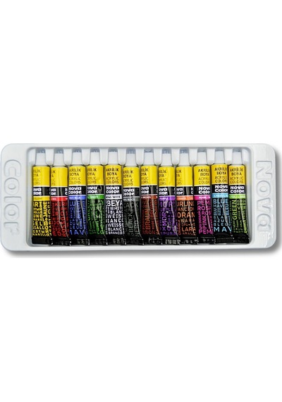 Nova Color Akrilik Boya Tüp 7 Ml 12li Takım Çok Renkli