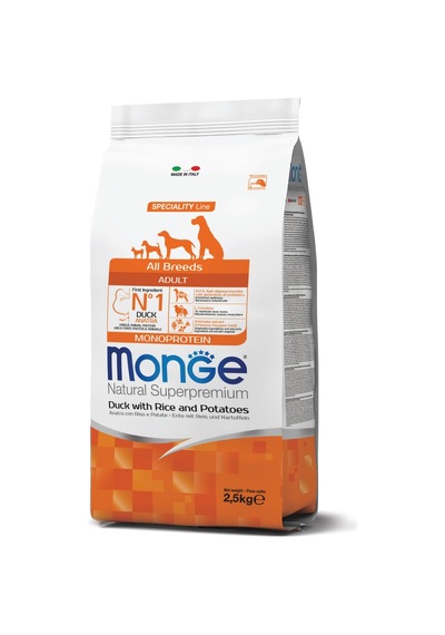 Monge Adult Tek Proteinli Ördekli Yetişkin Köpek Maması 2,5 Kg