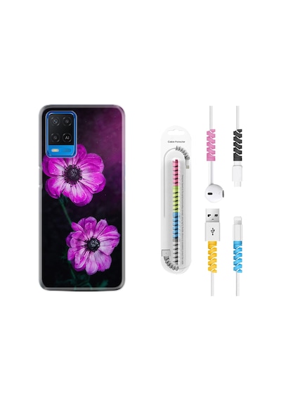 Oppo A54 Kılıf Kablo Koruyuculu Çiçekler 1869