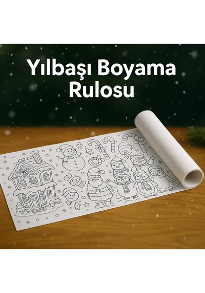 Çocuklar Için Yılbaşı Temalı Boyama Rulosu 30 Cm X 5 M Eğlenceli Aktivite Kağıdı