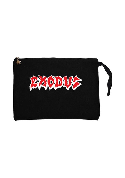 Exodus Logo Siyah Clutch Astarlı Cüzdan / El Çantası