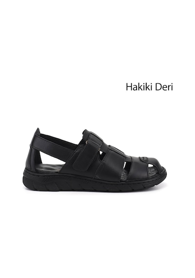 Gönderi(R) Gönderi R Erkek Siyah Cırtlı Hakiki Deri Comfort Sandalet Dyma83242832