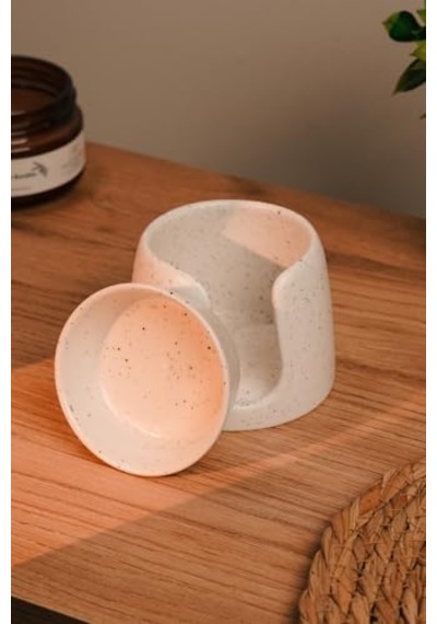 Love Bundles Beyaz Özel Tasarım Seramik El Yapımı Buhurdanlık Mumluk Dekoratif 1 Adet Tealight Mum Ile Krem