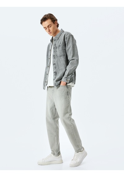 Koton Pamuklu Cep Detaylı Loose Fit Jean Pantolon Gri 5sam40067ıd Gri