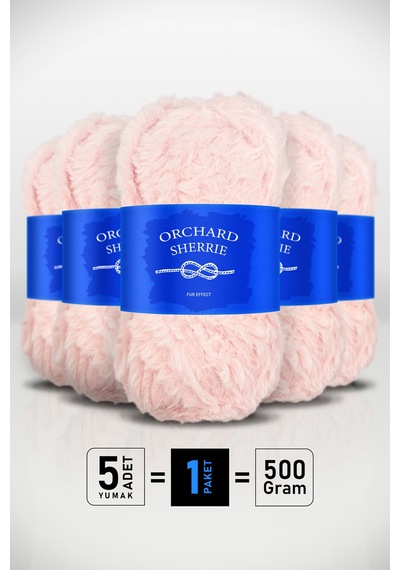 Pudra 5'li Paket 100 Gr / 60 M Tavşan Tüyü Dokulu Kalın Kürk Peluş Örgü İpi