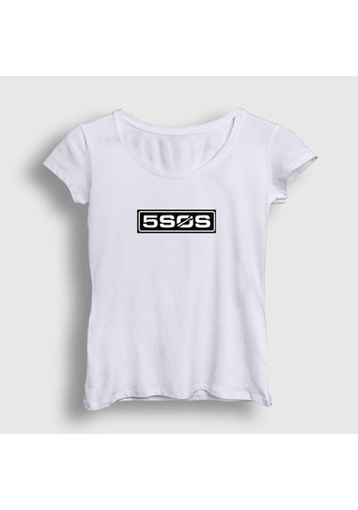 Presmono Kadın 5 Seconds Of Summer T-shirt Beyaz