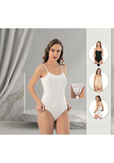 Perafit Kadın 3'lü Paket İnce İp Askılı Pamuklu Likralı Çıtçıtlı Body Seti Siyah Beyaz Ten Rengi Esnek Rahat Düz Basic Badi Çok Renkli