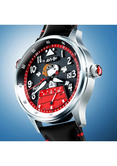 Avı-8 Hawker Hurricane Av-4151-01 Mckellar Dual Time Peanuts Snoopy Flying Ace Limited Edition Erkek Gri