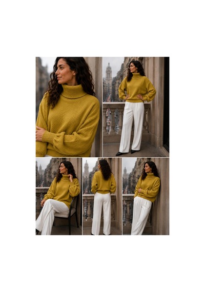 Hira Life Fashion Sfg Life Moda Kadın Balıkçı Yaka Tüylü Şardonlu Oversize Kazak Hardal Hardal Hira Life Fashion Sfg Life Moda Kadın Balıkçı Yaka Tüylü Şardonlu Oversize Kazak Hardal Hardal