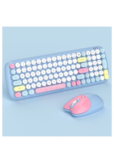 Geezer Candy Plus Kablosuz Klavye Mouse Seti 2.4g Yuvarlak Tuşlu 100 Tuş Renkli Set Optik