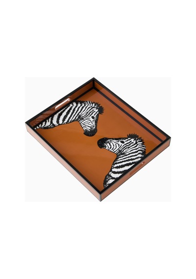 Jonathan Adler Zebra Lake Dekoratif Servis Ve Sunum Tepsisi, Kahverengi
