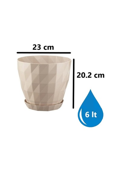 Omnipazar So-krt5 Dekoratif Kristal Saksı Takımı 6 Litre No 5 Kirli Beyaz 113