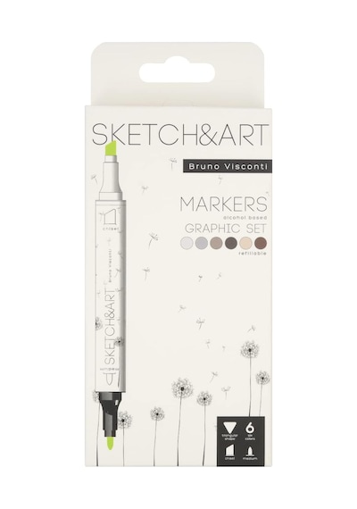 Sketch & Art Çift Taraflı Markers 6 Renk Graphics