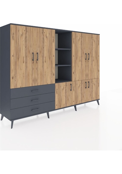 Hyperion Dolap 11 Raflı 3 Çekmeceli 7 Kapaklı 220x44x163 Antrasit Antrasit-çam/antrasit Hyperion Dolap 11 Raflı 3 Çekmeceli 7 Kapaklı 220x44x163 Antrasit Antrasit-çam/antrasit
