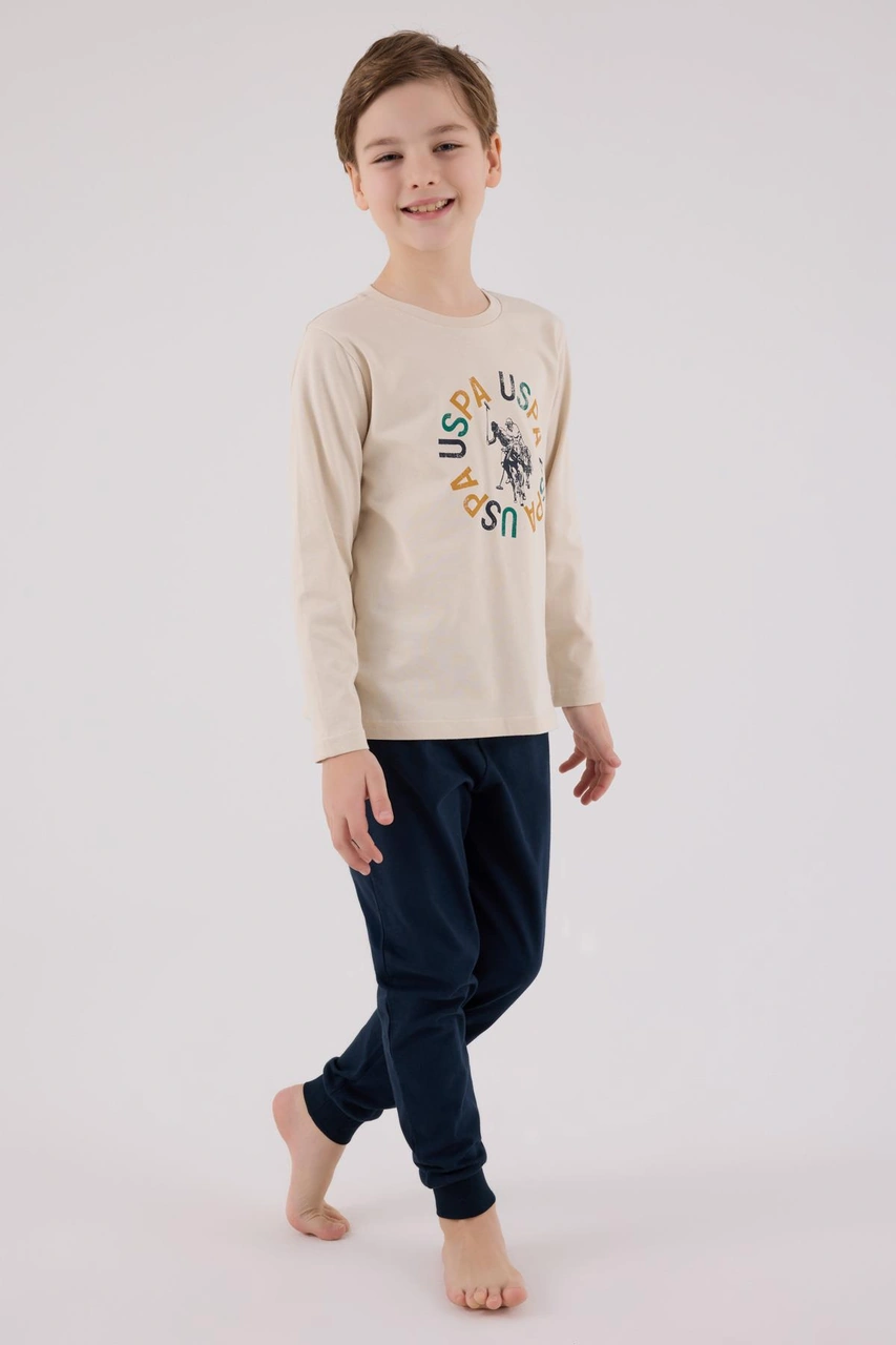 U.s. Polo Assn. Garson Erkek Uspa Logo Süprem 4 Mevsim Kumaş Uzun Kollu Lastikli Pijama Takım Bej U.s. Polo Assn. Garson Erkek Uspa Logo Süprem 4 Mevsim Kumaş Uzun Kollu Lastikli Pijama Takım Bej