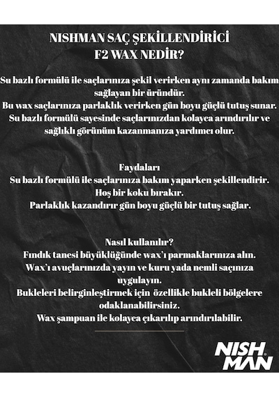 Nishman F2 Fiber Etkili Saç Şekillendirici Krem Pomade 100 Ml