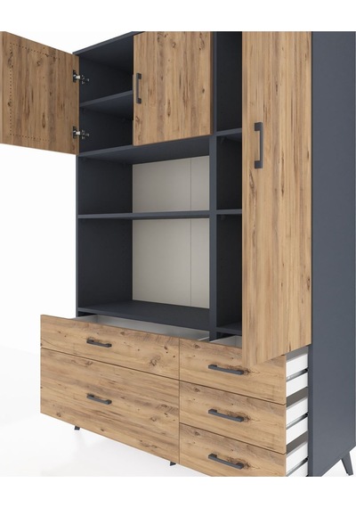 Hyperion Dolap 7 Raflı 5 Çekmeceli 3 Kapaklı 132x44x195 Antrasit-çam/çam Atlas Çam/atlas Çam Hyperion Dolap 7 Raflı 5 Çekmeceli 3 Kapaklı 132x44x195 Antrasit-çam/çam Atlas Çam/atlas Çam