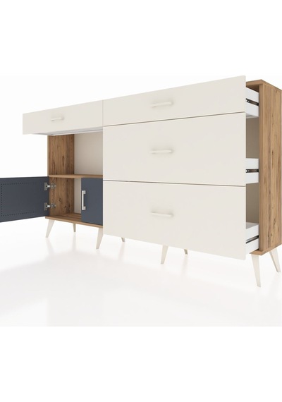 Arges Konsol Tek Raflı 4 Çekmeceli 2 Kapaklı 176x30x99 Çam-antras Çam-antrasit/aytaşı Arges Konsol Tek Raflı 4 Çekmeceli 2 Kapaklı 176x30x99 Çam-antras Çam-antrasit/aytaşı