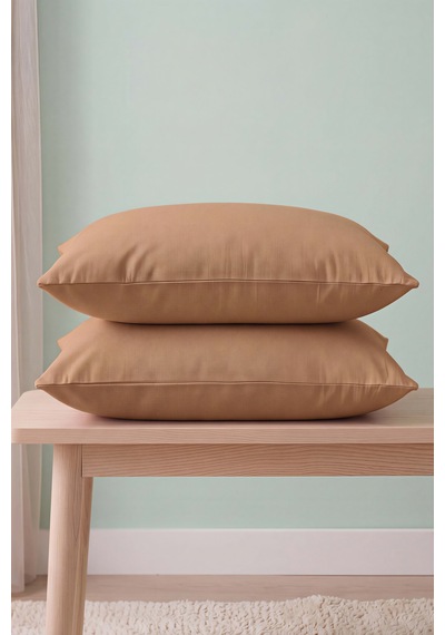 Açık Kahverengi %100 Pamuklu 2'li Yastık Kılıfı 50x70 Cm