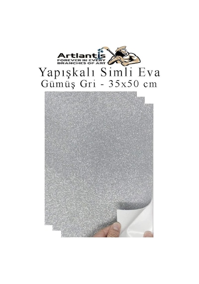 Artlantis Gümüş Gri Yapışkanlı Simli Eva 35x50 Cm 3 Adet