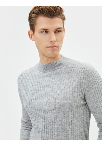 Koton Yarım Balıkçı Yaka Kazak Slim Fit Triko Uzun Kollu Gri 4wam70121ht 4WAM70121HT031 Gri