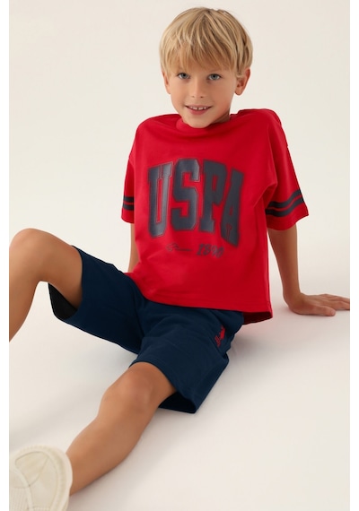 U.S. Polo Assn. Lisanslı Sim Açık Kırmızı Erkek Çocuk Bermuda Takım 5274-43354 Kırmızı