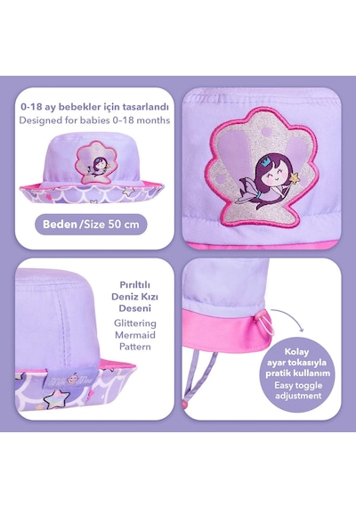 Milk&moo Pırıltılı Deniz Kızı Ayarlanabilir Yazlık Bebek Şapkası 0-18 Ay Çok Renkli