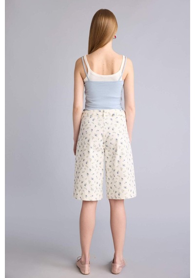 Defacto Afra X Defacto Normal Bel Gabardin Bermuda H2627ax26smwt84 Beyaz-wt84