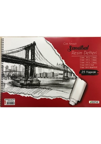 Defne 34x48 CM Çok Amaçlı Sanatsal Resim Defteri - 25 Yaprak
