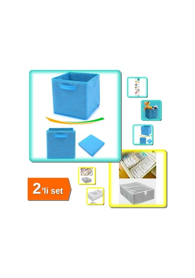 Çorap & Havlu Çekmece Düzenleyici + Mavi Dolap Organizer 2li Set Evorg5 Belirtilmemiş