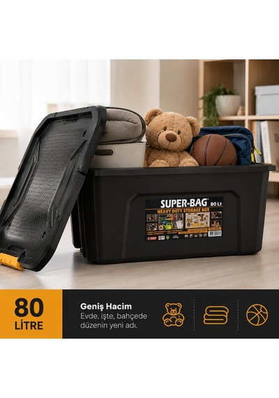 Super Bag 80 L Kapaklı Saklama Kutusu, Ağır Hizmet Plastik Depolama Kutusu, Çok Amaçlı Eşya Düzenleme Ve Saklama Kabı, Darbeye Dayanıklı, Ev Garaj Dep Çok Renkli Super Bag 80 L Kapaklı Saklama Kutusu, Ağır Hizmet Plastik Depolama Kutusu, Çok Amaçlı Eşya Düzenleme Ve Saklama Kabı, Darbeye Dayanıklı, Ev Garaj Dep Çok Renkli