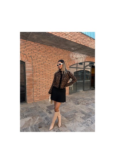 Piedra Leopar Desen Şardonlu Kadın Hırka Siyah - 674122990 Siyah - 674122990 Siyah