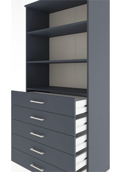 Hyperion Dolap 3 Raflı 5 Çekmeceli 88x44x195 Antrasit-antrasit Antrasit