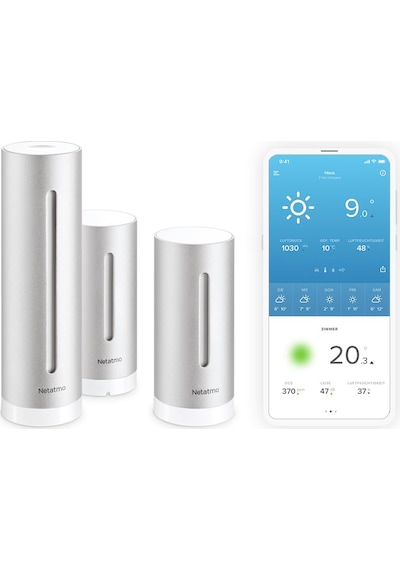 Kablosuz Dış Mekan Sensörü + Ek Modüle Sahip Netatmo İç Ve Dış Hava Durumu İstasyonu, Amazon Alexa, Google Home Ve Apple Homekit İle Uyumlu, Nbu-nws-nım-eu