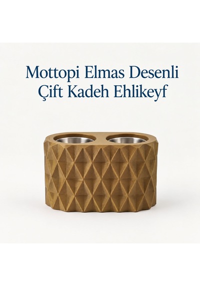 Mottopi Ehlikeyf Bronz Elmas Desenli,2 Kadeh Yuvalı,metal İç Hazneli,termojelli Soğutucu-bronz