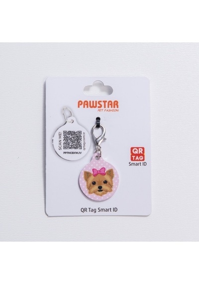 Yorkshire Köpek Desenli Qr Tag Evcil Hayvan Künyesi İsimlik Pet Tag Köpek Künyesi Kedi Künyesi Qr Kodlu Künye Pembe