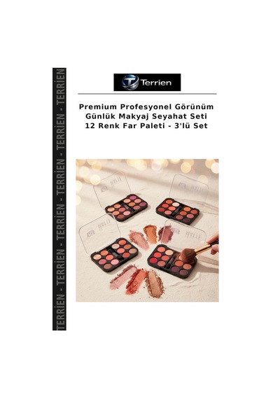 Premium Profesyonel Görünüm Günlük Makyaj Seyahat Seti 12 Renk Far Paleti - 3'lü Set